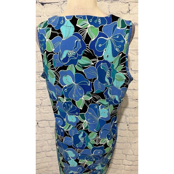 Lands' End Shift Dress Tropical Floral Pockets V Neck Cotton Medium - Picture 5 of 8